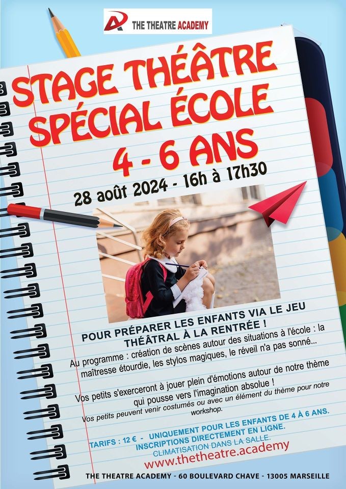 Stage de théâtre pour enfants de 4 à 6 ans spécial École | 28.08.2024 à 16h | Marseille